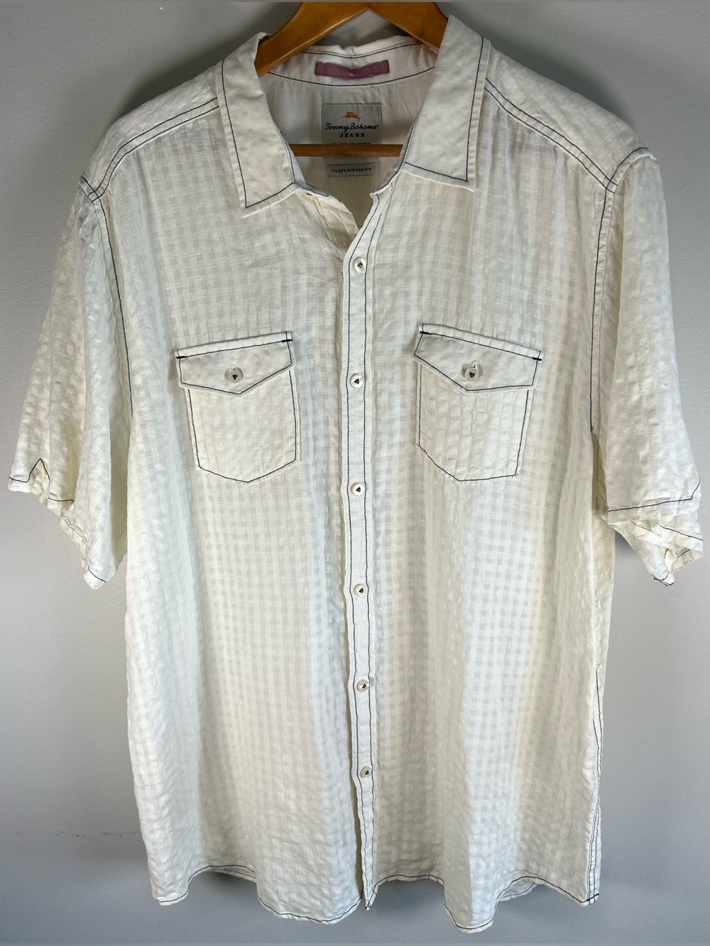 Tommy Bahama Cream Short Sleeve Button-Down Shirt